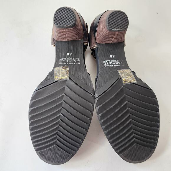 L'Artiste Spring Step Parchelle Mary Jane Heels EU 38 US 7.5-8 Black Leather - Picture 10 of 11